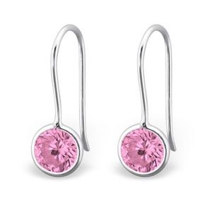 Sterling Silver Earrings with Pink Cubic Zirconia